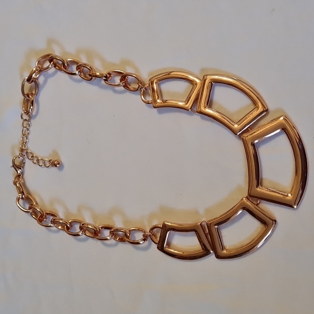 Paparazzi Vintage Rose Tone Trapezoid Necklace.